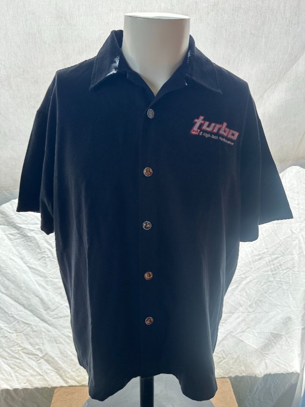 Vintage Steady Last Call Men's Black Bowling Turbo Hi Tech SS Button Front Shirt